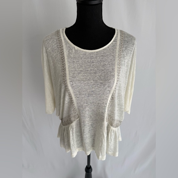 NWT Akemi + Kin Anthropologie Embroidered Linen Dolman Top Size S - Picture 7 of 10